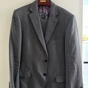 ETRO Milano grey linen suit. 52R